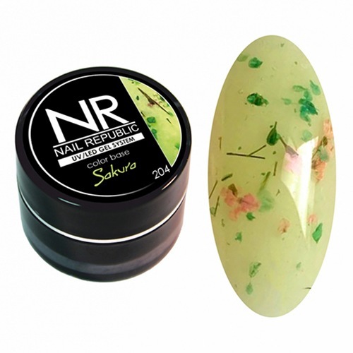 Nail Republic, База цветная камуфлирующая с сухоцветами - Sakura №204 (5 г)