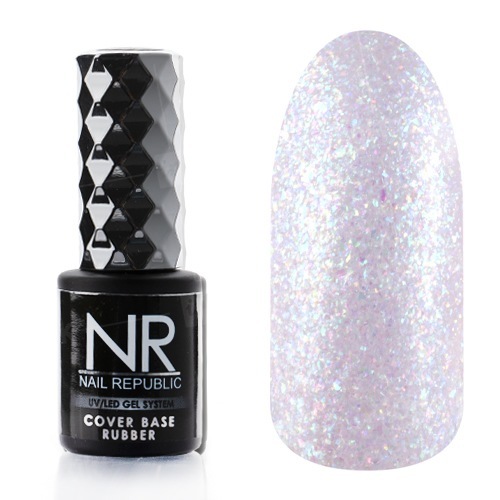 Nail Republic, Cover Base Rubber - Базовое камуфлирующее покрытие с блестками №32 (10 мл.)