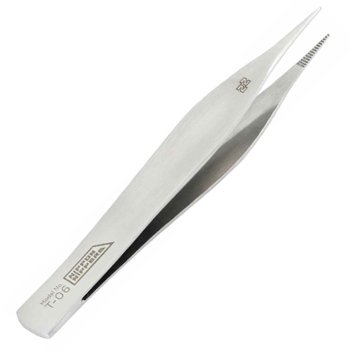 Nippon Nippers, Пинцет для кожи. Острый край с насечкой. Широкий. Длина 95 мм. T-06
