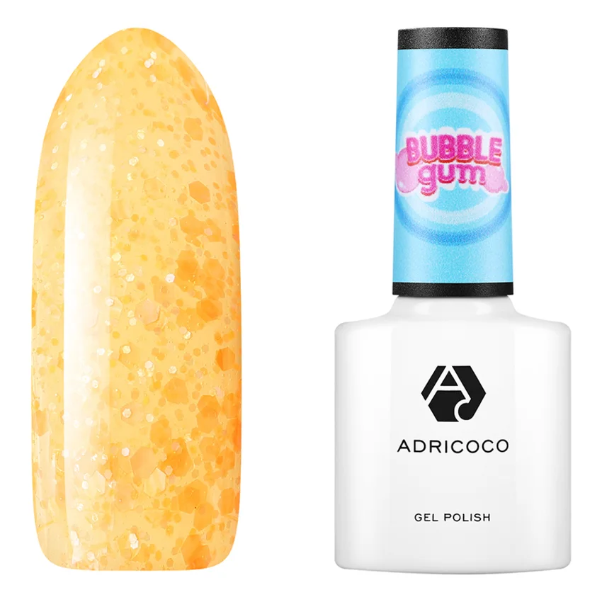 ADRICOCO, Гель-лак Bubble Gum №04, Сочная папайя - Желтый