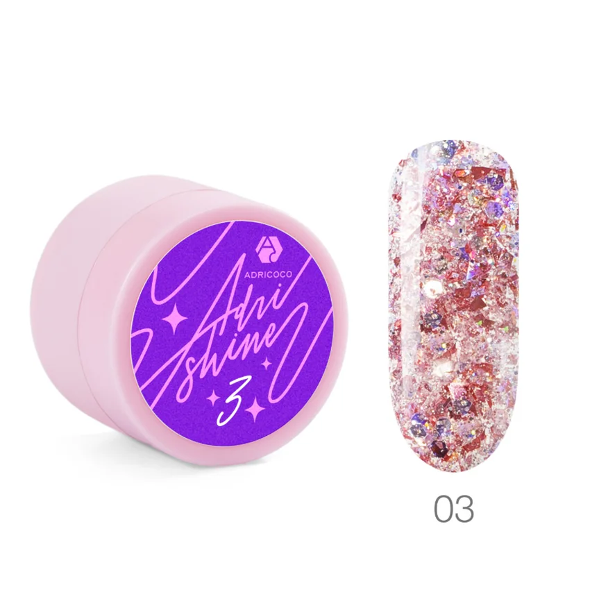 Adricoco, Гель для дизайна Adri Shine №03, 5 мл - Лиловый