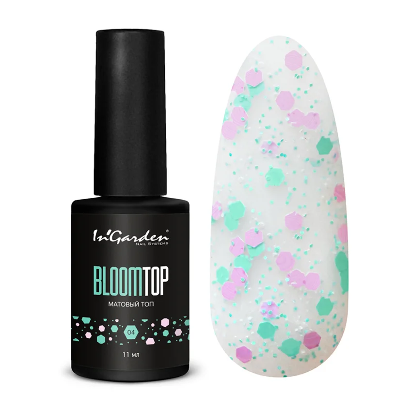 In'Garden, Матовый топ BLOOMTOP №4, 11 мл - Прозрачный