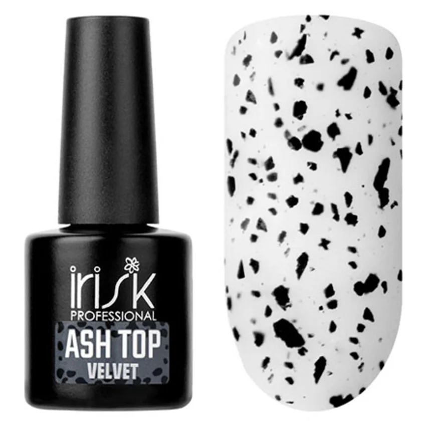 IRISK, Декоративный топ для гель-лака Velvet Ash Black №1, 10 мл - Черный