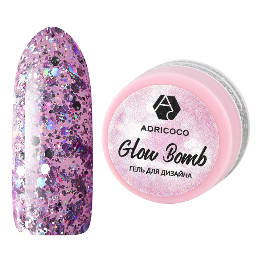 ADRICOCO, Гель для дизайна Glow Bomb №04 - Сиреневый