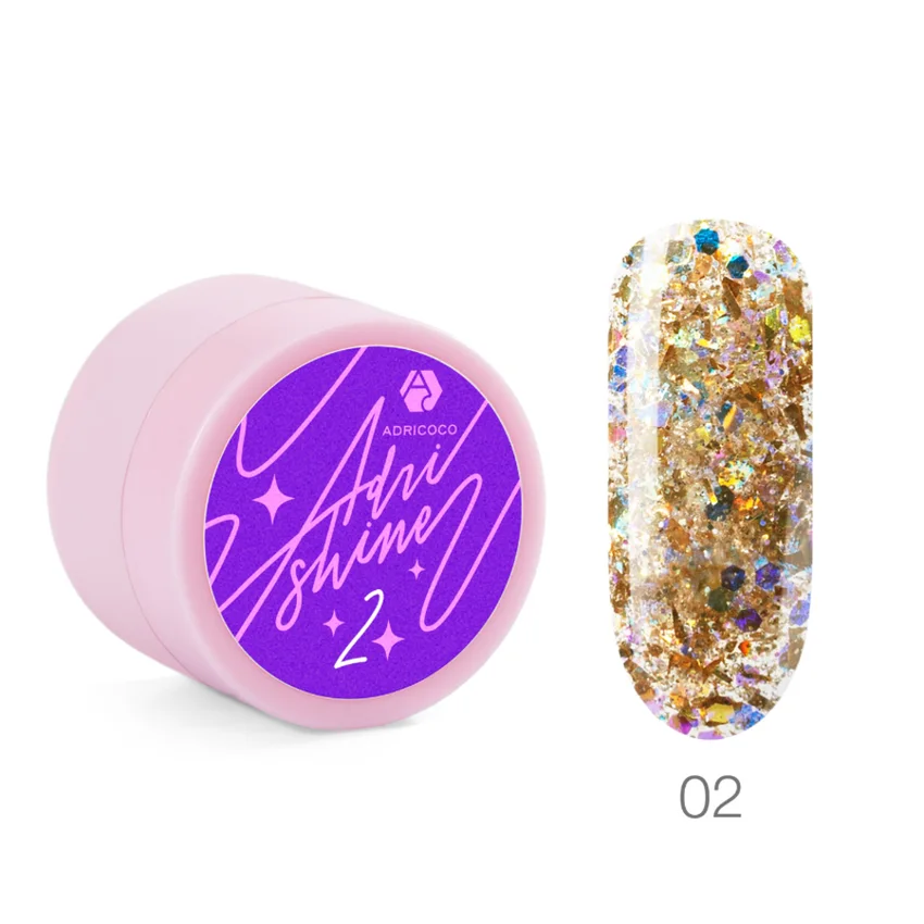 Adricoco, Гель для дизайна Adri Shine №02, 5 мл - Золотой