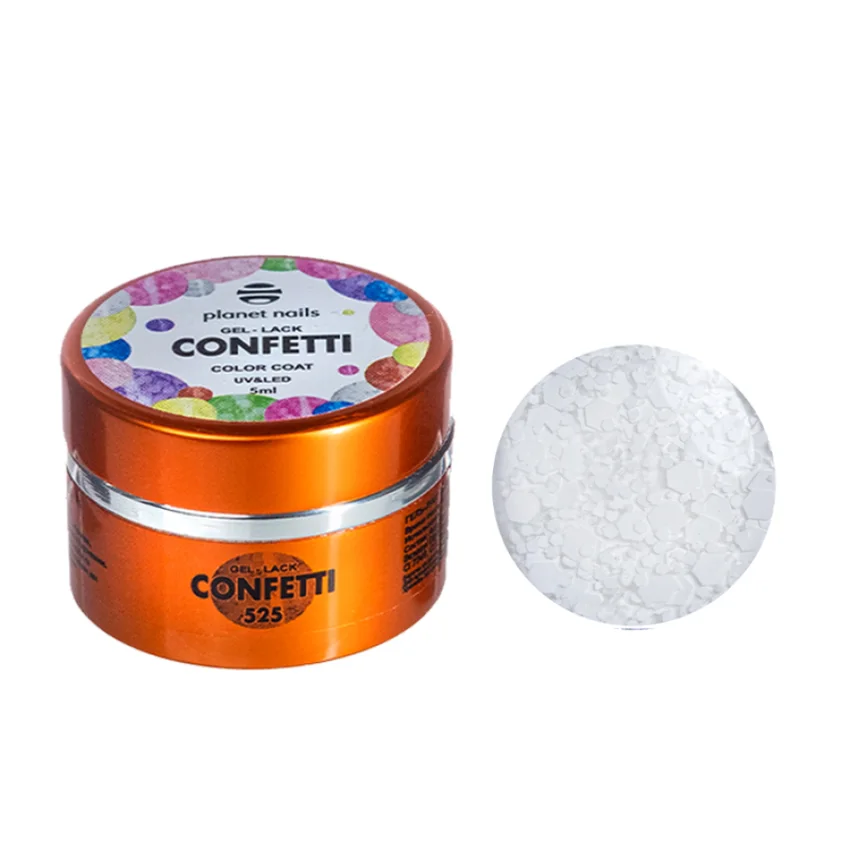 Planet Nails, Гель-лак Confetti №525 - Белый