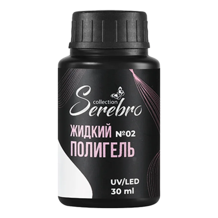 Serebro, Жидкий полигель "Serebro collection" №02, 30 мл - Белый