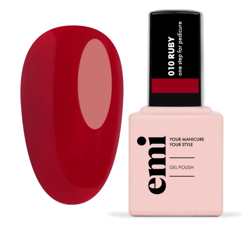 EMI, Гель-лак EMILac For Pedicure Рубиновый №10 - Красный