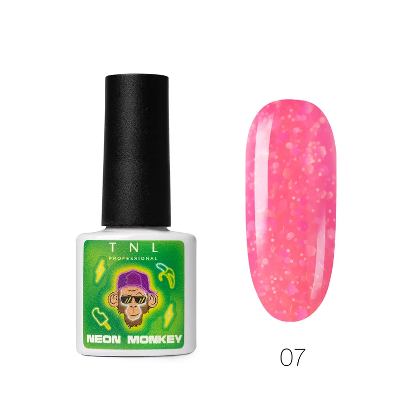 TNL Professional, Гель-лак Neon Monkey №07 розовый неон, 6 мл - Розовый