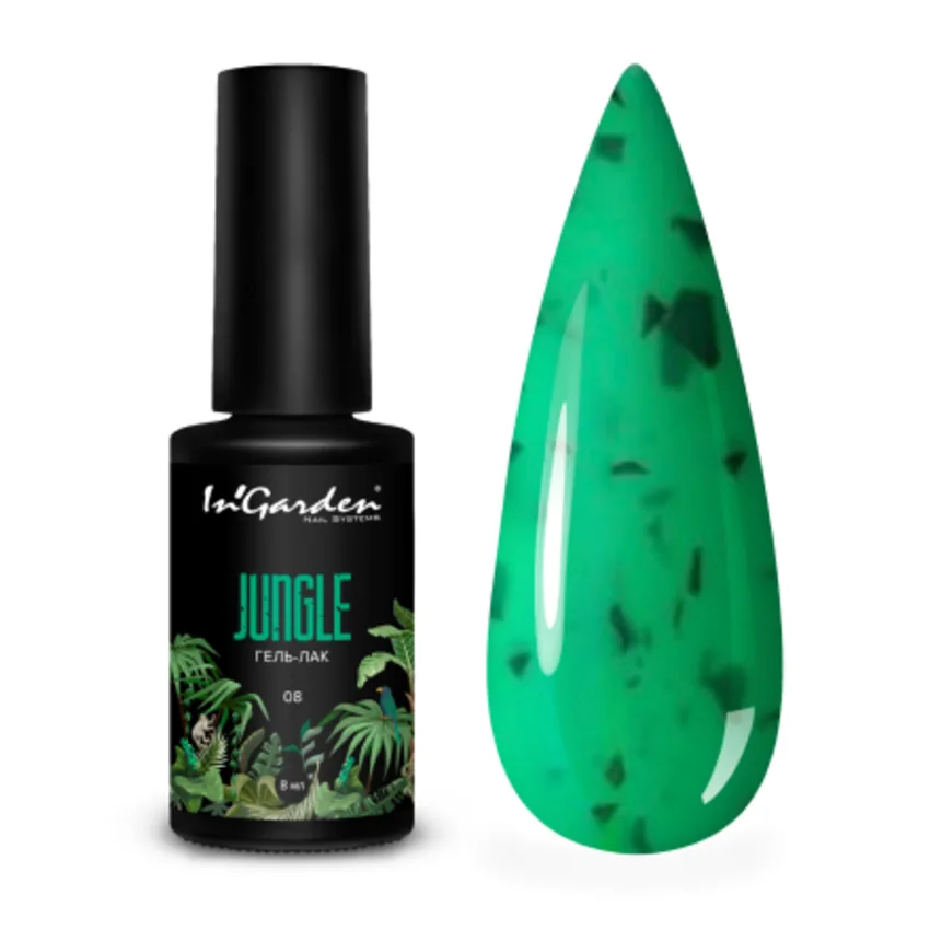 In'Garden, Гель-лак Jungle №008 Liana - Зеленый