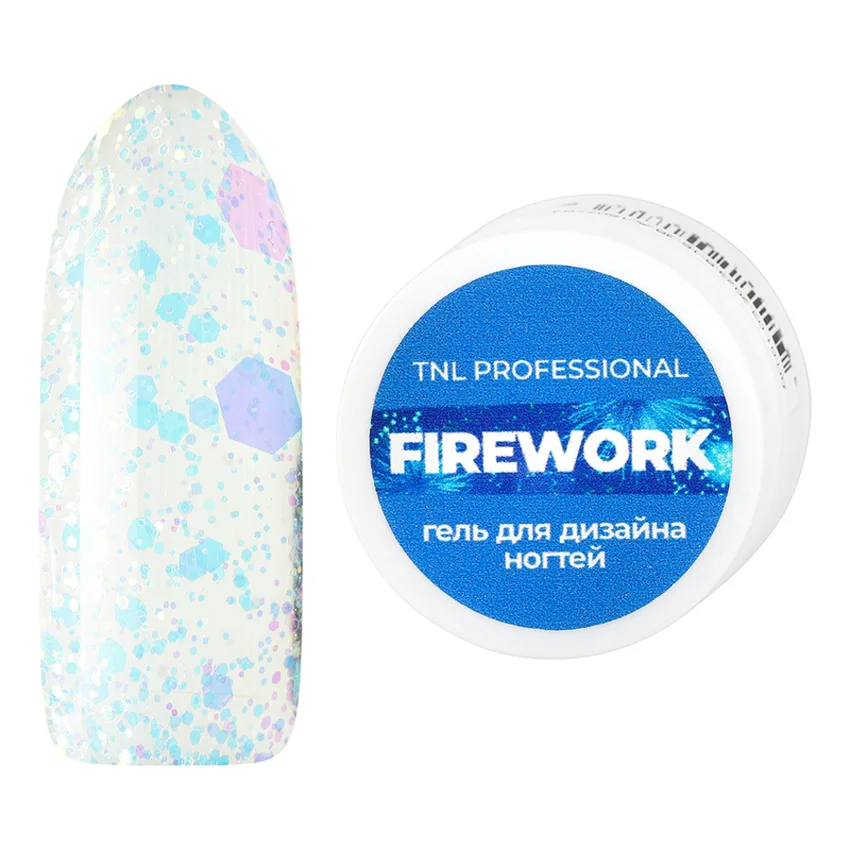 TNL, Гель для дизайна Firework №02, Прозрачный залп - Прозрачный