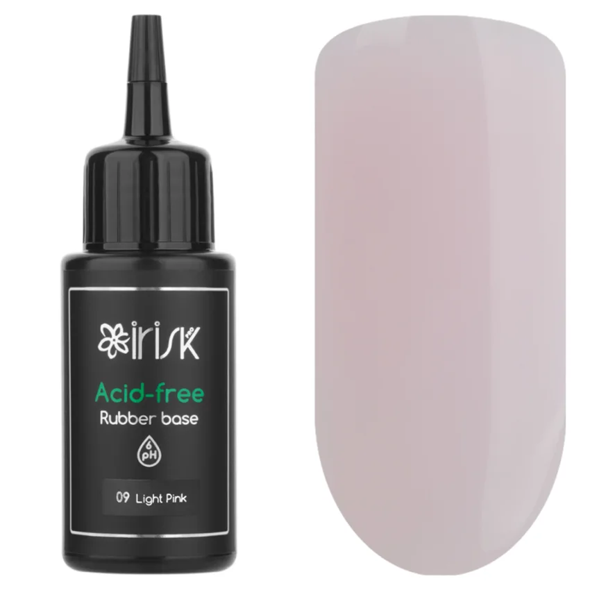 IRISK, База Acid-free Rubber Base №09, Light Pink, 50 мл - Розовый