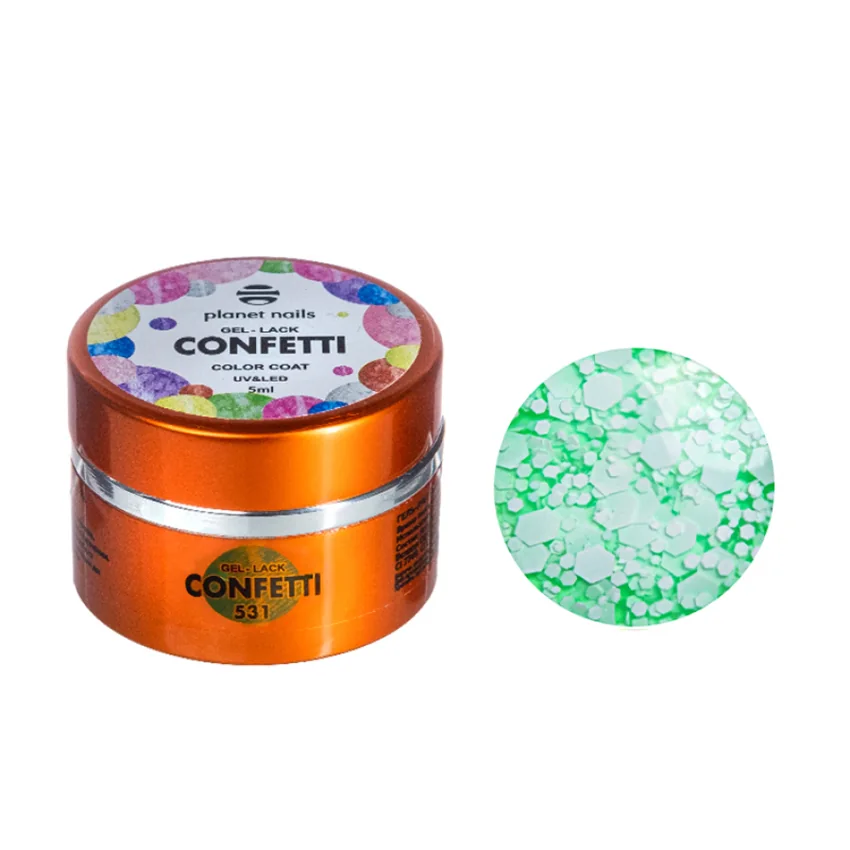 Planet Nails, Гель-лак Confetti №531 - Зеленый