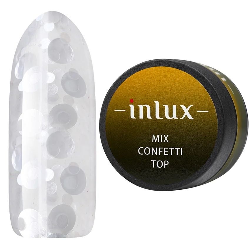 INLUX, Топ для гель-лака MIX CONFETTI TOP, 15 мл