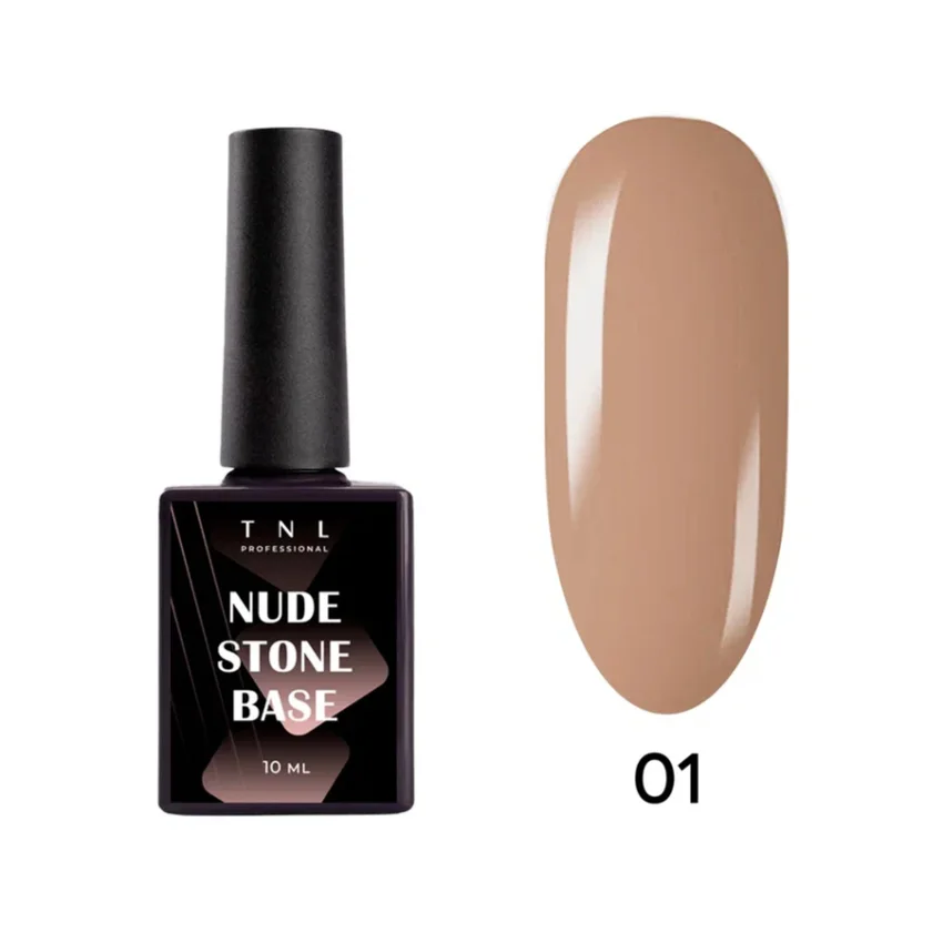 TNL, База для гель-лака Nude Stone Base, жесткая №01 - лососевый, 10 мл - Лососевый