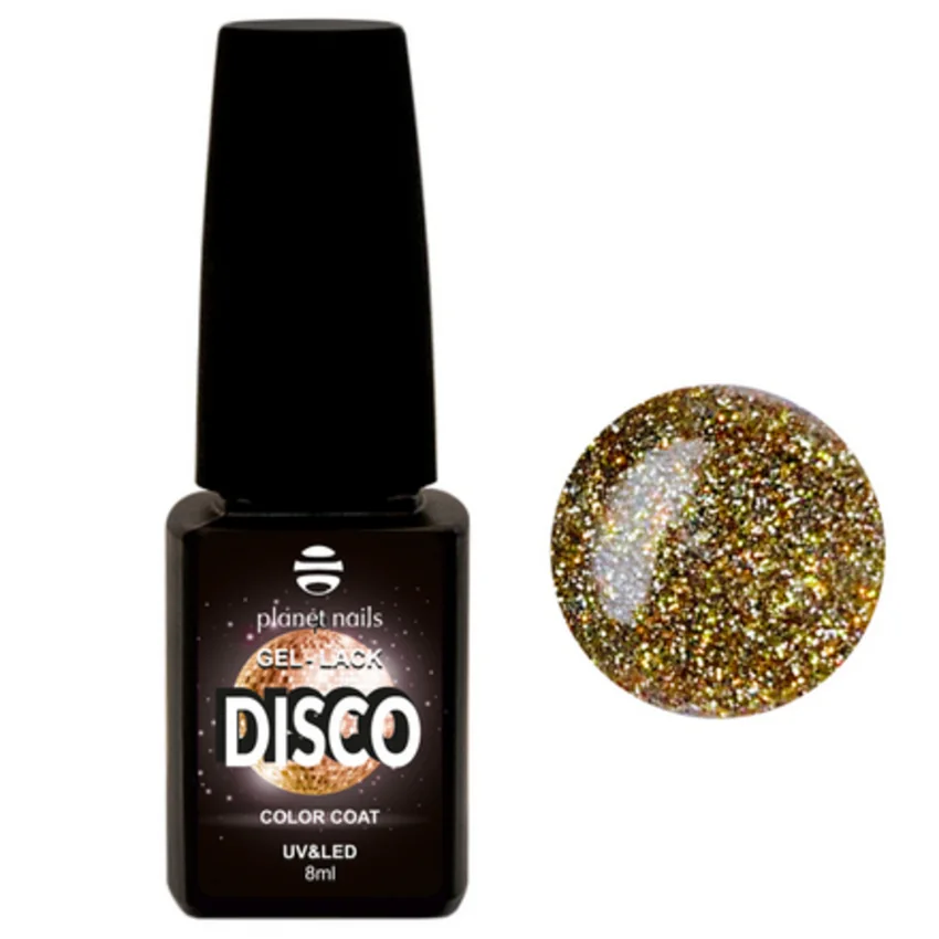 Planet Nails, Гель-лак Disco №152 - Золотой