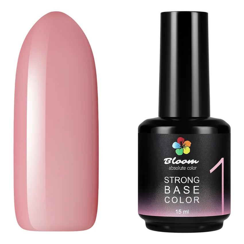 Bloom, База для гель-лака Strong Color №01, 15 мл - Розовый