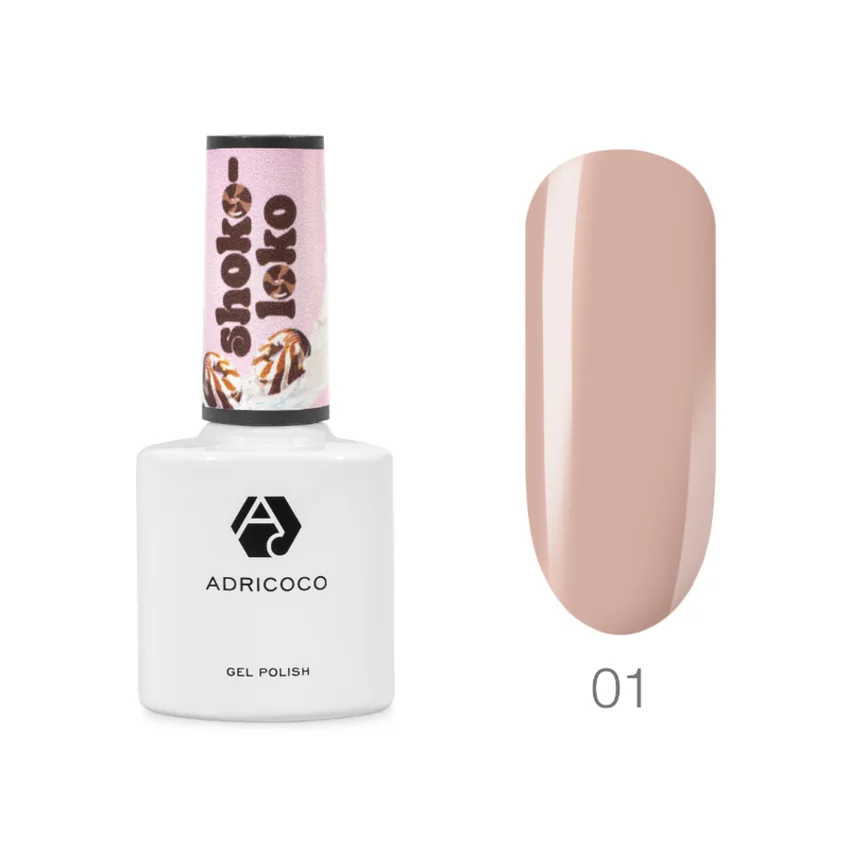 ADRICOCO, Гель-лак Shoko-LOKO №01 - кремовый хайп, 8 мл - Бежевый