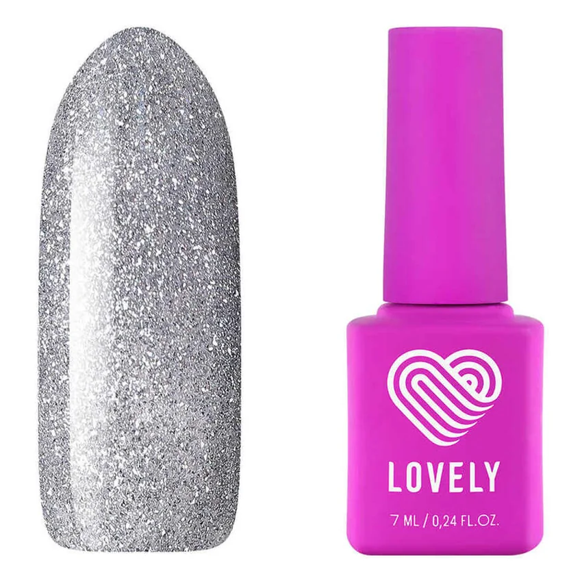 Lovely, Гель-лак Diamond №D02 - Серебряный - Серебряный