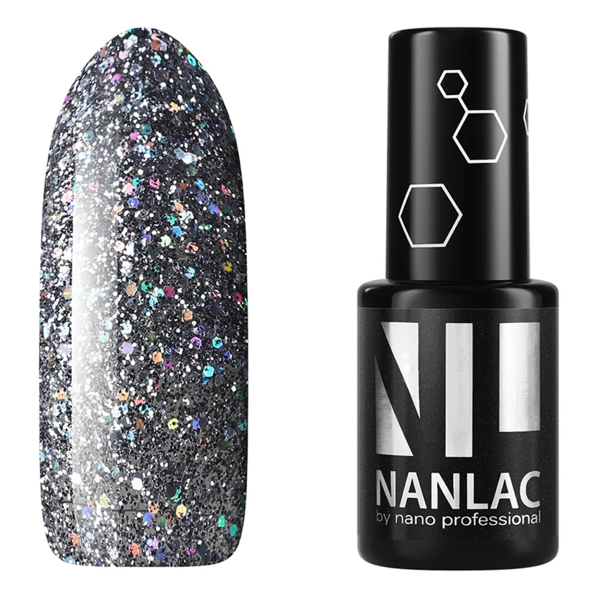 Nano Professional, Гель-лак №2167, Черный бриллиант - Разноцветный