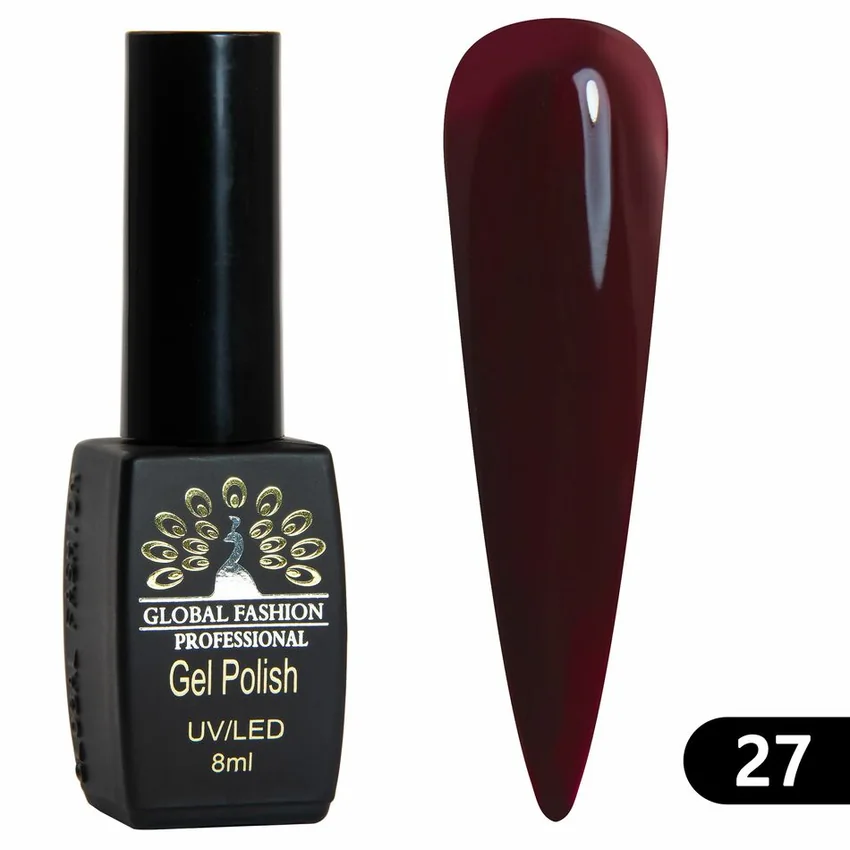 Global Fashion, Гель-лак Black Elite №027 - Бордовый