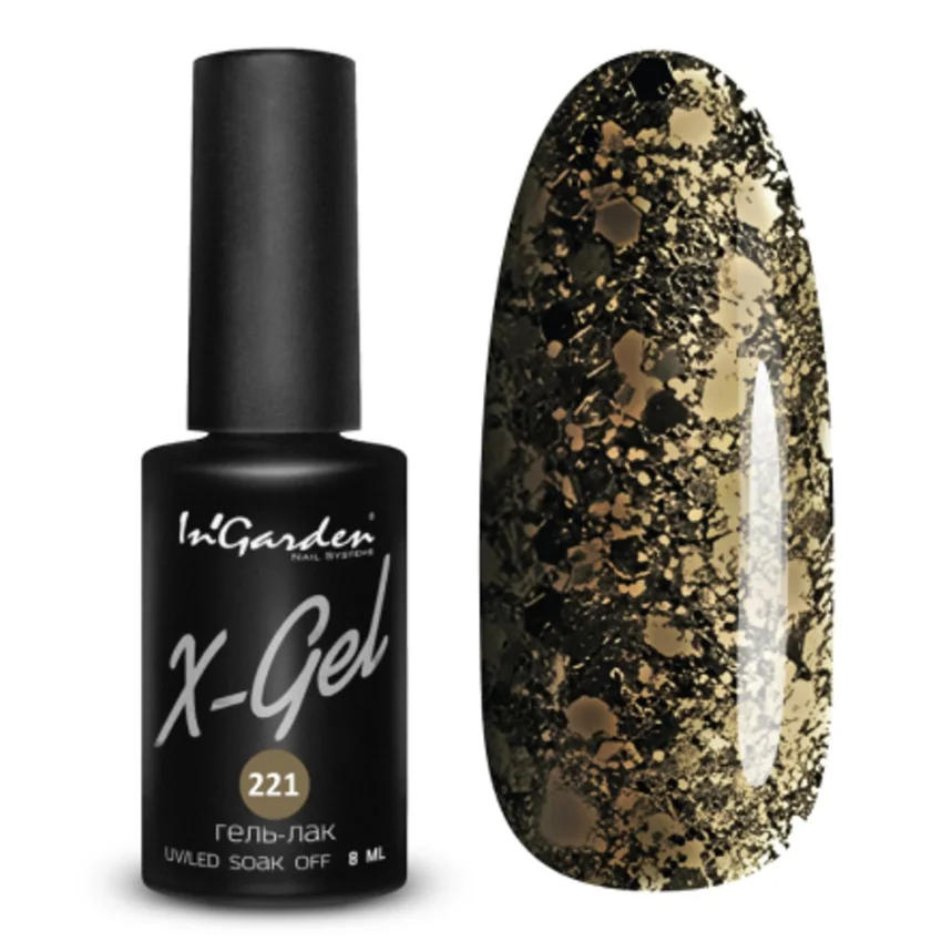 In'Garden, Гель-лак X-Gel N°221 - Черный