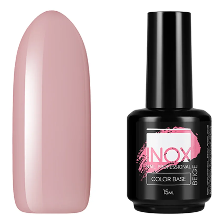 INOX nail professional, База В-02, Бежевая, 15 мл - Розовый