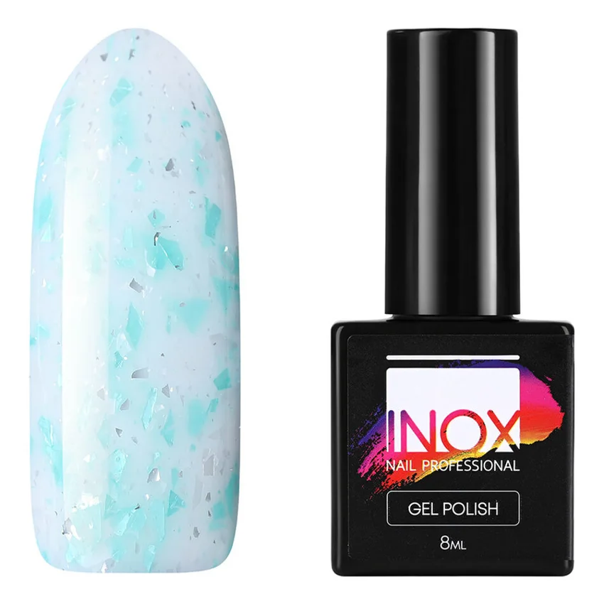INOX nail professional, Гель-лак №195, Голубая сойка - Голубой