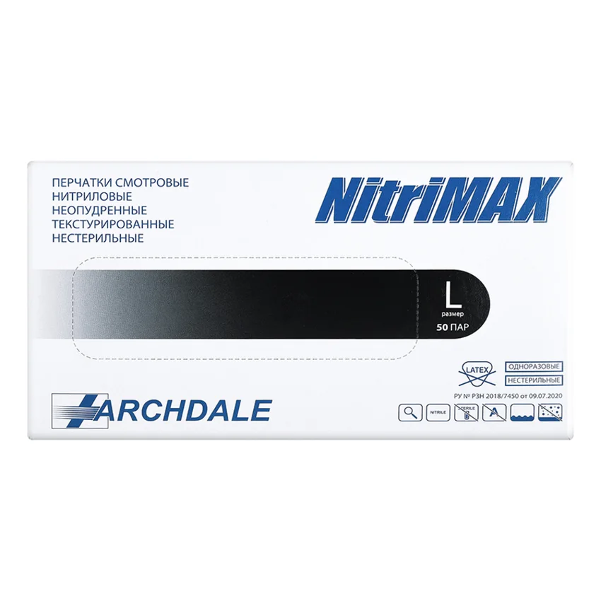 ARCHDALE, Перчатки нитриловые черные, размер L