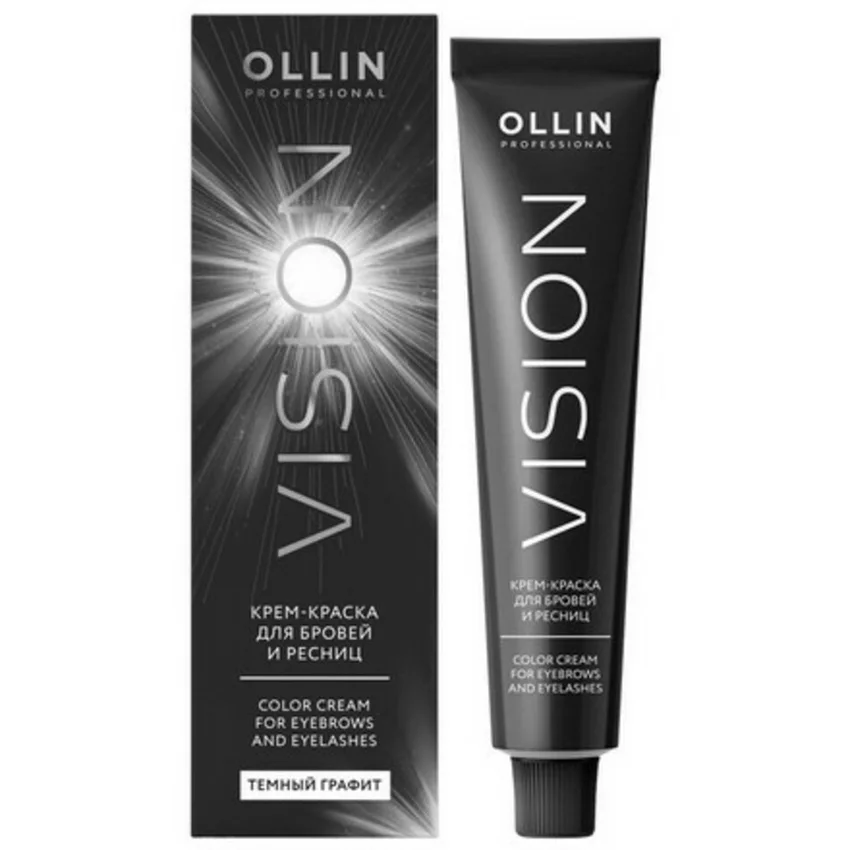 OLLIN, Крем-краска для бровей и ресниц Vision, темный графит, 20 мл