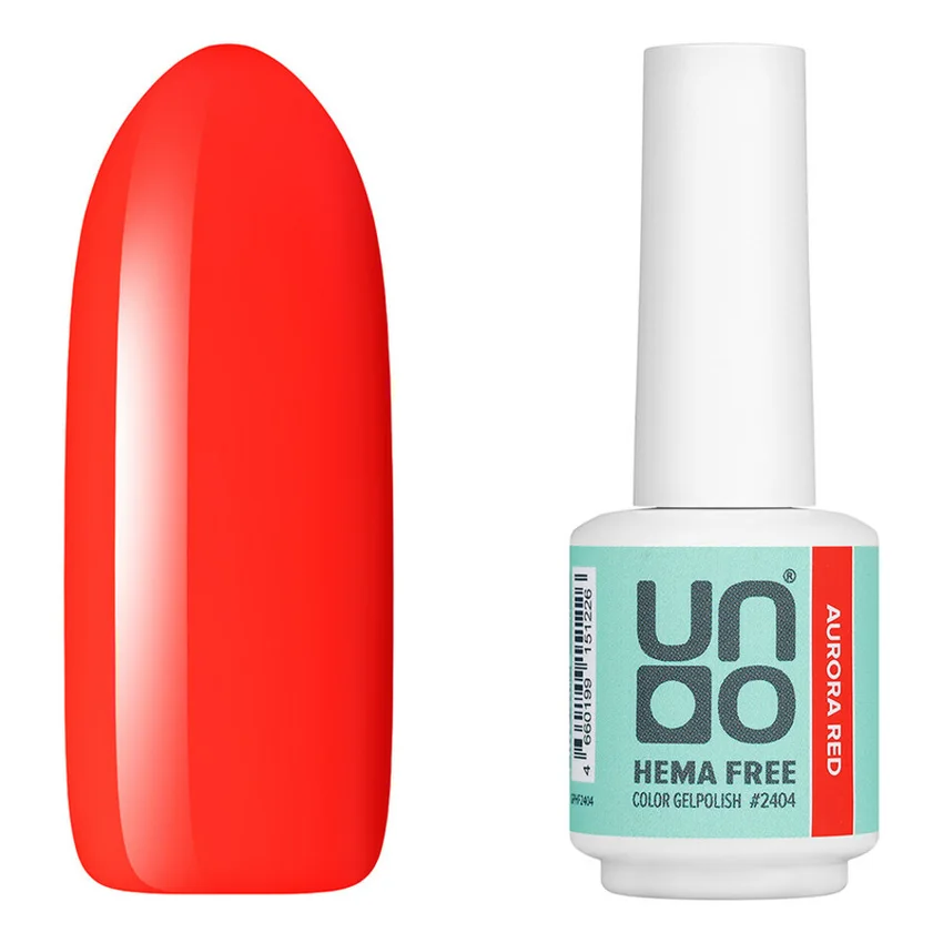 UNO, Гель-лак №2404 - Aurora Red HEMA FREE, 10 г - Красный