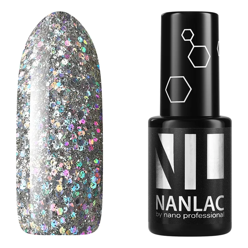 Nano Professional, Гель-лак №2165, Золотой бриллиант - Разноцветный