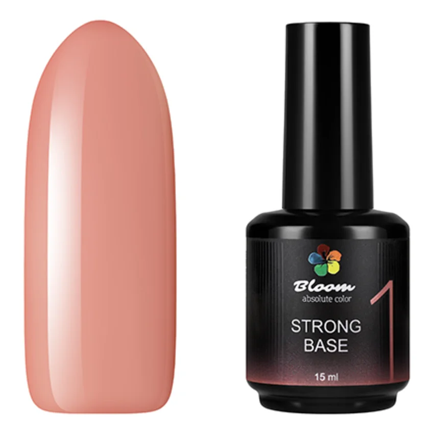 Bloom, База для гель-лака Strong №1, 15 мл - Персиковый