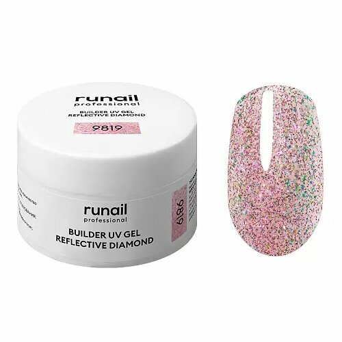 ruNail, Builder UV Gel Reflective Diamond - Моделирующий УФ-гель светоотражающий №9819 (15 г)