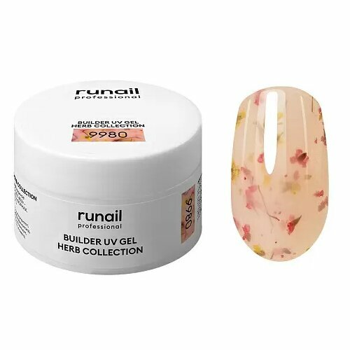 ruNail, Builder UV Gel Herb Collection - Моделирующий УФ-гель с сухоцветами №9980 (15 г)