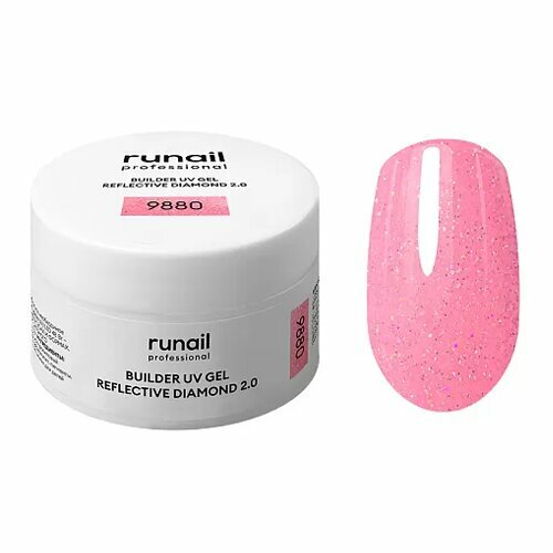 ruNail, Builder UV Gel Reflective Diamond 2.0 - Моделирующий УФ-гель светоотражающий №9880 (15 г)