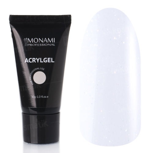 Monami, AcrylGel Milk White Shine - Акригель белый с шиммером (30 гр.)
