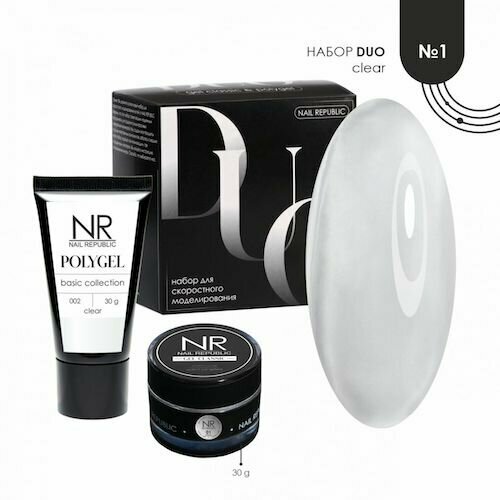 Nail Republic, Набор для скоростного моделирования DUO №1 Clear