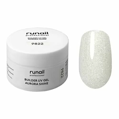 ruNail, Builder UV Gel Aurora Shine - Моделирующий УФ-гель c шиммером №9822 (15 г)