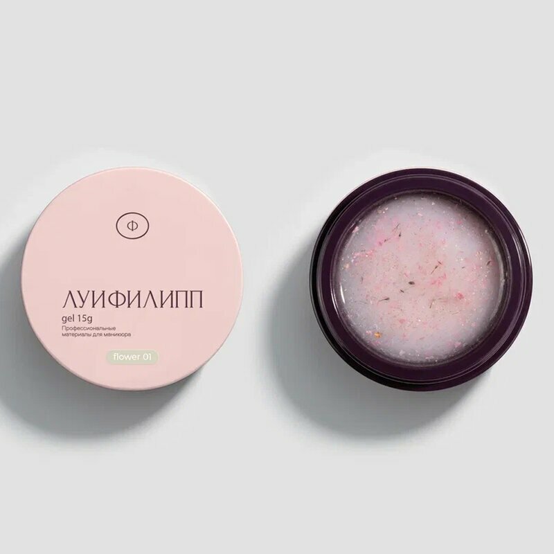 Луи Филипп, Гель для наращивания с сухоцветами - Flower gel №01 (15g)