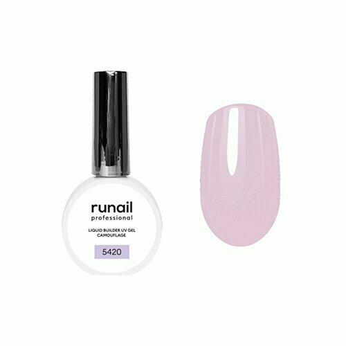 ruNail, Камуфлирующий жидкий Уф-гель самовыравнивающийся №5420 Сияющий лавандовый рассвет (15 мл) (А