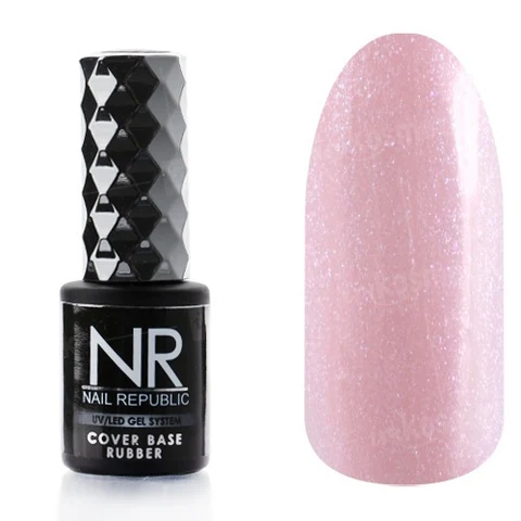 Nail Republic, Cover Pink Base Rubber - Базовое камуфлирующее покрытие с шиммером №014 (10 мл.)