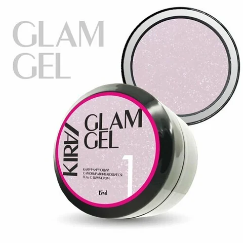 KIRA, GLAM GEL - Гель для наращивания с шиммером №001 (15 гр.)