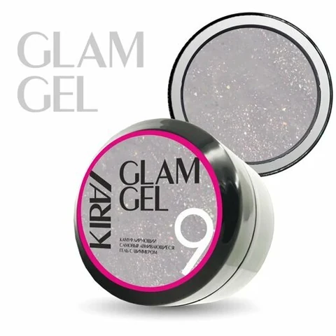 KIRA, GLAM GEL - Гель для наращивания с шиммером №009 (15 гр.)