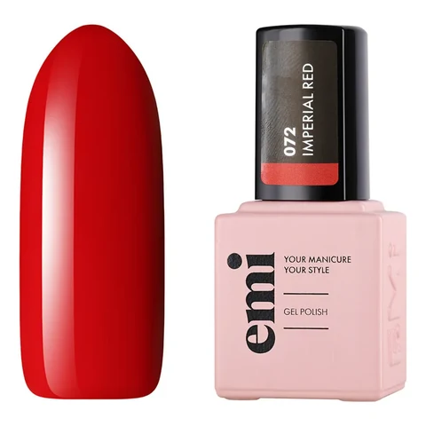 EMI, Гель-лак EMILac №072, Императорский красный, 9 мл - Красный