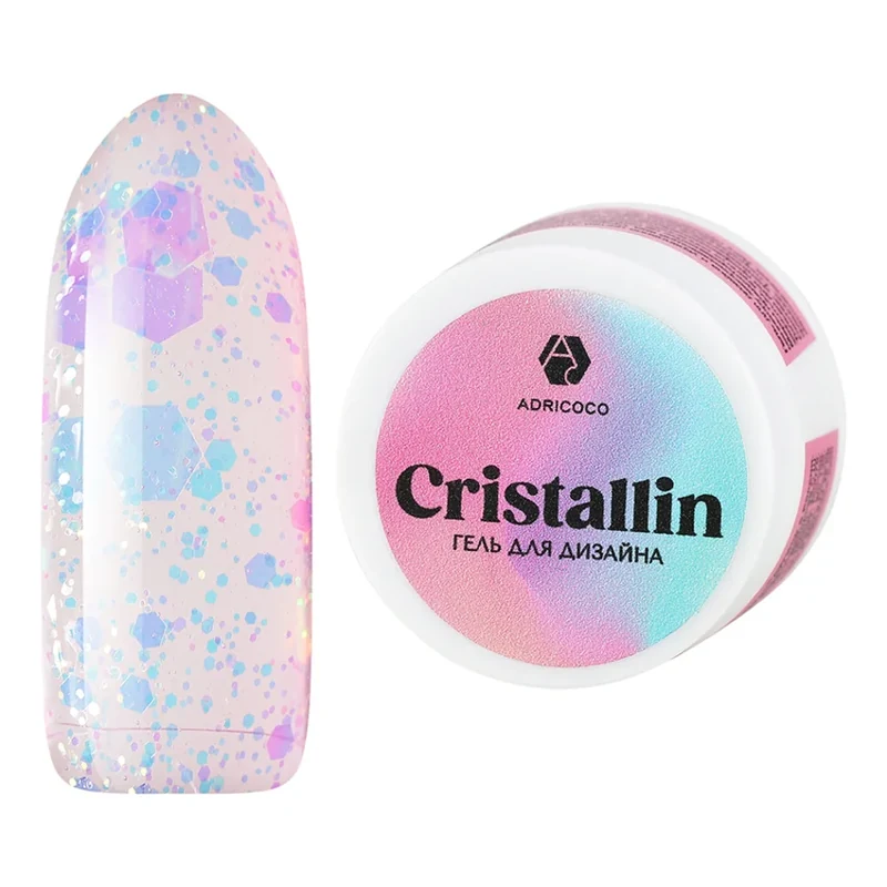 ADRICOCO, Гель для дизайна Cristallin №01 - Розовый