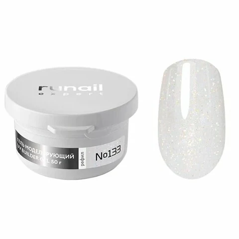ruNail Expert, UV Builder Gel - Гель моделирующий с шиммером №133 (рефил, 50 г)