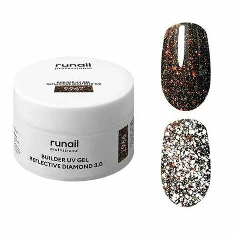 ruNail, Builder UV Gel Reflective Diamond 3.0 - Моделирующий УФ-гель светоотражающий №9967 (15 г)
