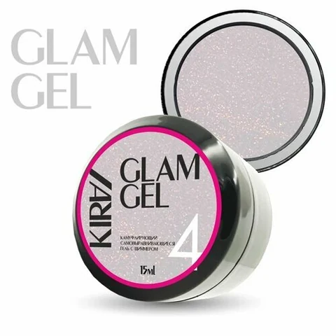 KIRA, GLAM GEL - Гель для наращивания с шиммером №004 (15 гр.)