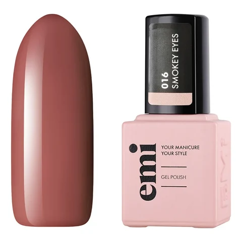 EMI, Гель-лак EMILac №016, Смоки айз, 9 мл - Коричневый